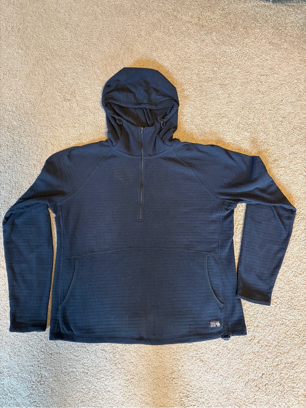 Womens Black Hooded Quarter-Zip Sweatshirt - Large - Mountain Hardware
